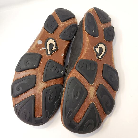 Olukai Moloa Dark Brown Leather Loafer Moc Casual Shoes Men Size 12 Slip On - Picture 9 of 9